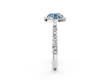 White gold Fancy Blue Round Cut Halo Diamond Pave Band with Prong Setting_26