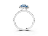White gold Fancy Blue Round Cut Halo Diamond Pave Band with Prong Setting_27