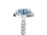 White gold Fancy Blue Round Cut Halo Diamond Pave Band with Prong Setting_29
