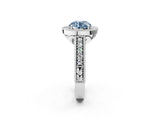 White gold Fancy Blue Round  Cut Halo Diamond Ring with Pavé Band and Four-Prong Setting_117