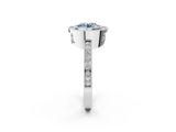White gold Fancy Blue Round  Cut Halo Diamond Ring with Pavé Band and Milgrain Prong Setting_31