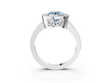 White gold Fancy Blue Round  Cut Halo Diamond Ring with Pavé Band and Milgrain Prong Setting_33