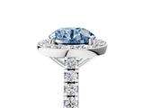 White gold Fancy Blue Round Cut Halo Diamond Ring with Pavé Band and Three-Prong Setting_17