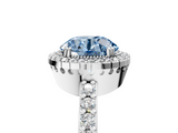White gold Fancy Blue Round  Cut Halo Diamond Ring with Pave Band and Four-Prong Setting_29