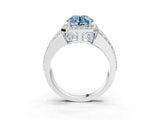 White gold Fancy Blue Round Cut Halo Diamond Ring with Round  Split Shank and Prong Setting_157