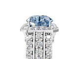 White gold Fancy Blue Round Cut Halo Diamond Ring with Round  Split Shank and Prong Setting_159