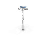 White gold Fancy Blue Round Cut Halo Diamond Ring with Solitaire Band and Prong Setting_2
