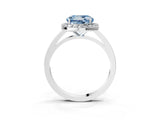 White gold Fancy Blue Round Cut Halo Diamond Ring with Solitaire Band and Prong Setting_3