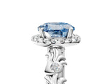 White gold Fancy Blue Round Cut Halo Diamond Solitaire with Filigree Band and Four-Prong Setting_17