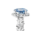 White gold Fancy Blue Round Cut Halo Diamond Solitaire with Filigree Band and Four-Prong Setting_29
