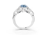 White gold Fancy Blue Round Cut Halo Diamond Split Shank Engagement Ring with Four-Prong Setting_3