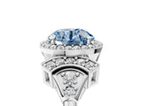 White gold Fancy Blue Round Cut Halo Diamond Split Shank Engagement Ring with Four-Prong Setting_5
