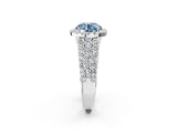 White gold Fancy Blue Round Cut Halo Pavé Diamond Engagement Ring with Split Shank and Four-Prong Setting_5
