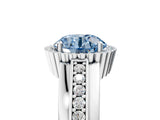 White gold Fancy Blue Round  Cut Halo Pave Band Four-Prong Ring_54