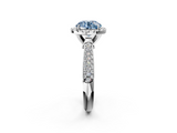 White gold Fancy Blue Round  Cut Halo Pave Band Four-Prong Setting Ring_39
