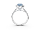 White gold Fancy Blue Round  Cut Halo Pave Band Four-Prong Setting Ring_40
