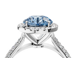 White gold Fancy Blue Round  Cut Halo Pave Band Four-Prong Setting Ring_41