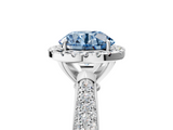 White gold Fancy Blue Round  Cut Halo Pave Band Four-Prong Setting Ring_42