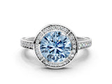 White gold Fancy Blue Round  Cut Halo Pave Split Shank Prong Setting Ring_43