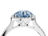 White gold Fancy Blue Round Cut Halo Round Diamond Pavé Band with Four-Prong Setting_19