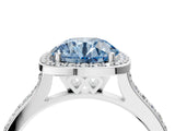 White gold Fancy Blue Round Cut Halo Round Diamond Pavé Band with Four-Prong Setting_25