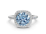 White gold Fancy Blue Round Cut Halo Round Diamond Pavé Band with Four-Prong Setting_39