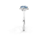 White gold Fancy Blue Round Cut Halo Round Diamond Solitaire Engagement Ring with Pave Band and Four-Prong Setting_2