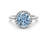 White gold Fancy Blue Round Cut Halo Round Diamond Solitaire Engagement Ring with Pave Band and Four-Prong Setting_25