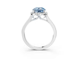 White gold Fancy Blue Round Cut Halo Round Diamond Solitaire Ring with Pavé Band and Four-Prong Setting_15