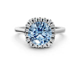 White gold Fancy Blue Round Cut Halo Round Diamond Solitaire Ring with Pavé Band and Four-Prong Setting_18