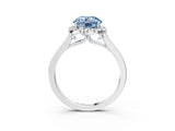 White gold Fancy Blue Round Cut Halo Round Diamond Solitaire Ring with Pavé Band and Four-Prong Setting_21