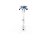 White gold Fancy Blue Round Cut Halo Round Diamond Solitaire Ring with Pavé Band and Four-Prong Setting_25