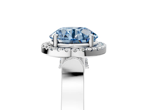 White gold Fancy Blue Round Cut Halo Round Diamond Twist Band with Four-Prong Setting_29
