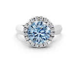 White gold Fancy Blue Round  Cut Halo Solitaire Engagement Ring with Square Band and Four-Prong Setting_12