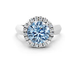White gold Fancy Blue Round  Cut Halo Solitaire Engagement Ring with Square Band and Four-Prong Setting_127
