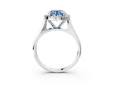 White gold Fancy Blue Round  Cut Halo Solitaire Engagement Ring with Square Band and Four-Prong Setting_129