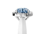 White gold Fancy Blue Round  Cut Halo Solitaire Engagement Ring with Square Band and Four-Prong Setting_131