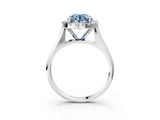 White gold Fancy Blue Round  Cut Halo Solitaire Engagement Ring with Square Band and Four-Prong Setting_15