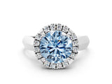 White gold Fancy Blue Round  Cut Halo Solitaire Engagement Ring with Square Band and Four-Prong Setting_78