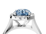 White gold Fancy Blue Round  Cut Halo Solitaire Engagement Ring with Square Band and Four-Prong Setting_82