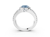 White gold Fancy Blue Round  Cut Halo Split Shank Diamond Ring with Four-Prong Setting_49