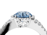 White gold Fancy Blue Round  Cut Halo Split Shank Diamond Ring with Four-Prong Setting_49