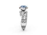 White gold Fancy Blue Round  Cut Halo Split Shank Prong Setting Ring_61