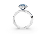 White gold Fancy Blue Round  Cut Halo Split Shank Prong Setting Ring_61