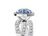 White gold Fancy Blue Round  Cut Halo Split Shank Prong Setting Ring_64