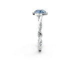 White gold Fancy Blue Round Cut Halo Twist Band with Four-Prong Setting_50