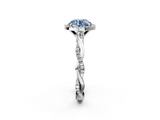White gold Fancy Blue Round  Cut Halo Twisted Band Four-Prong Ring_57
