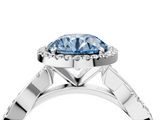White gold Fancy Blue Round  Cut Halo Twisted Band Four-Prong Ring_60