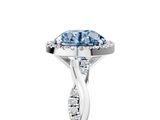 White gold Fancy Blue Round  Cut Halo Twisted Band Four-Prong Ring_60