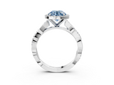 White gold Fancy Blue Round  Cut Halo Twisted Band Four-Prong Ring_62
